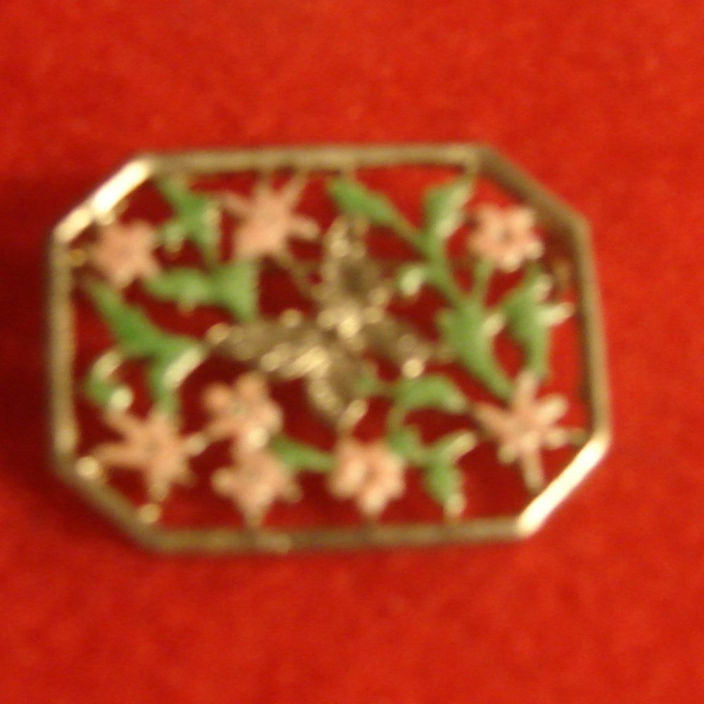 "K-2" Brooches Butterfly and Pink Flowers